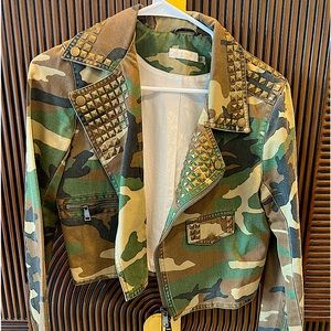 Ramy Brook Tanner Camo Jacket with studded detail. Never worn. Size medium